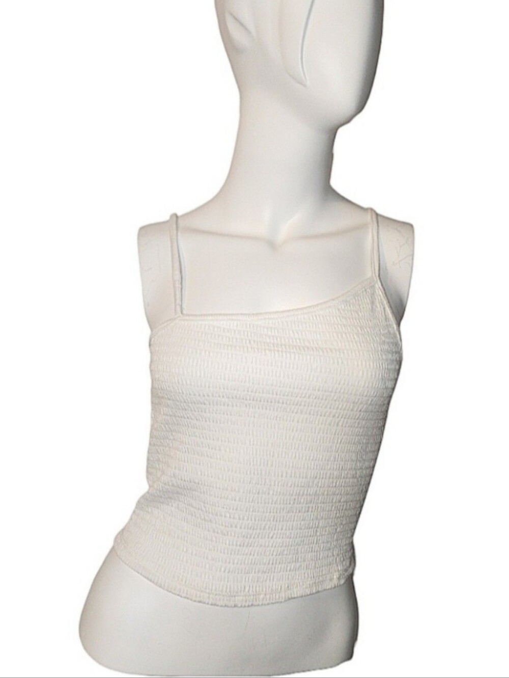 Women’s White Smocked Asymmetric Cami Tank Top Size M